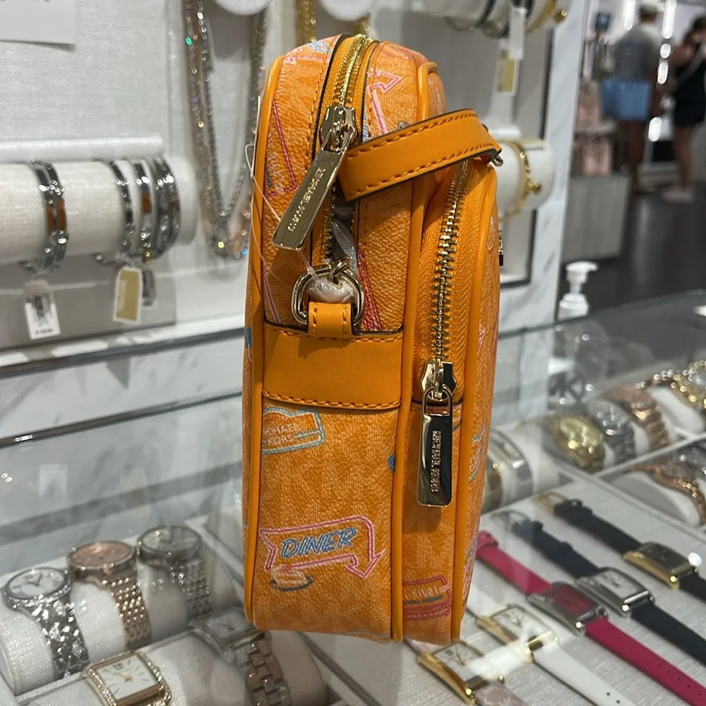 MICHAEL KORS Jet Set Md Printed Signature Logo Crossbody NS CHAIN XBODY Flight - Picture 4 of 16